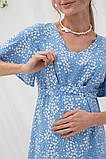 Сукня для вагітних і годуючих літнє з штапеля для майбутніх мам Vanessa S (44) Юла Мама блакитний з молочним, фото 9