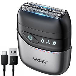Бездротова електробритва з подвійним лезом + триммер, від USB, VGR V-379 / Акумуляторна бритва шейвер