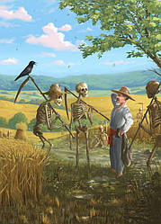 "Незвичні косарі" листівка Романа Дубіни