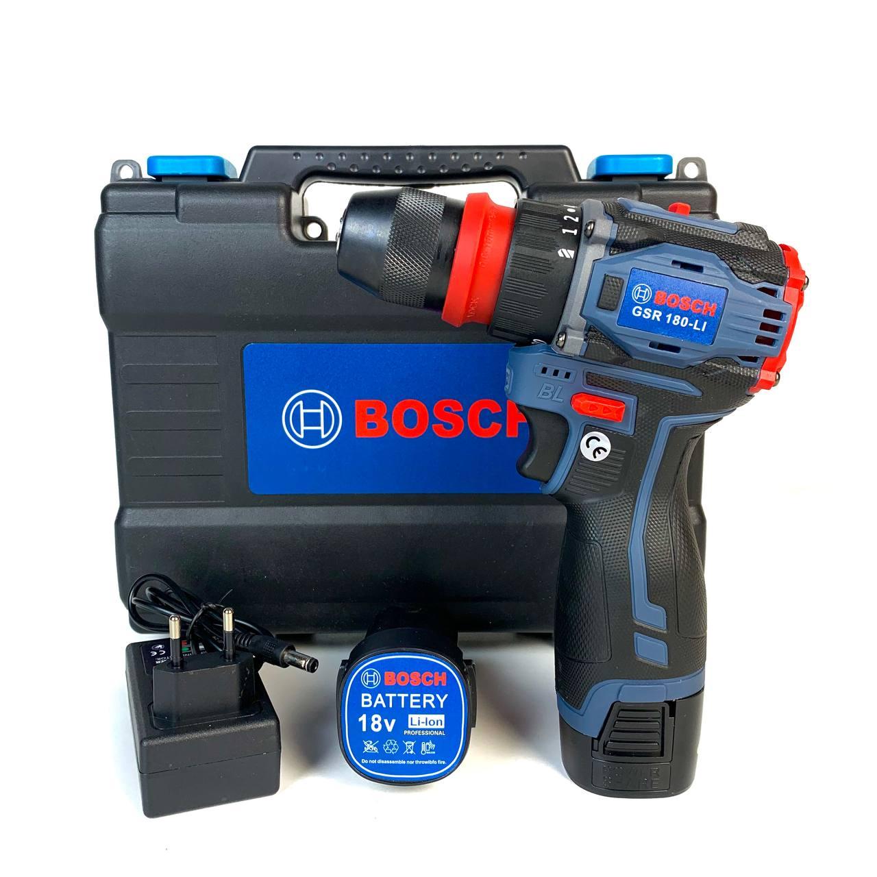 Акумуляторний шурупокрут Bosch GSR 180-LI 18 V, 2 h безщітковий зі знімним патроном