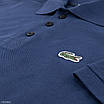 Чоловіча темно-синя футболка-поло Lacoste з преміальної тканини лакоста з вишитим логотипом, фото 8