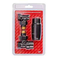 Комплект для підключення радіатора Koer SET-24.Black - 1/2'' кутовий з термоголовкою (KR5283)