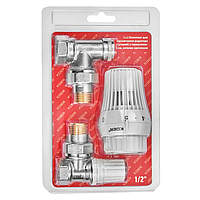 Комплект для підключення радіатора Koer SET-23 - 1/2'' кутовий з термоголовкою, клікове кріплення (KR5284)