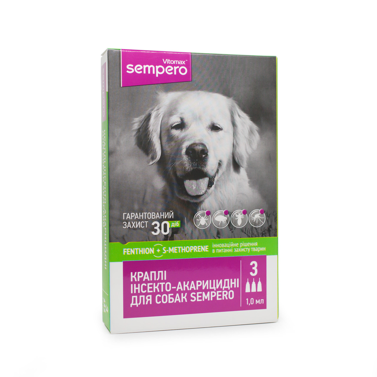 Протипаразитарні краплі Sempero Vitomax на холку для собак 10-25 кг, 1 мл (3 піпетки)