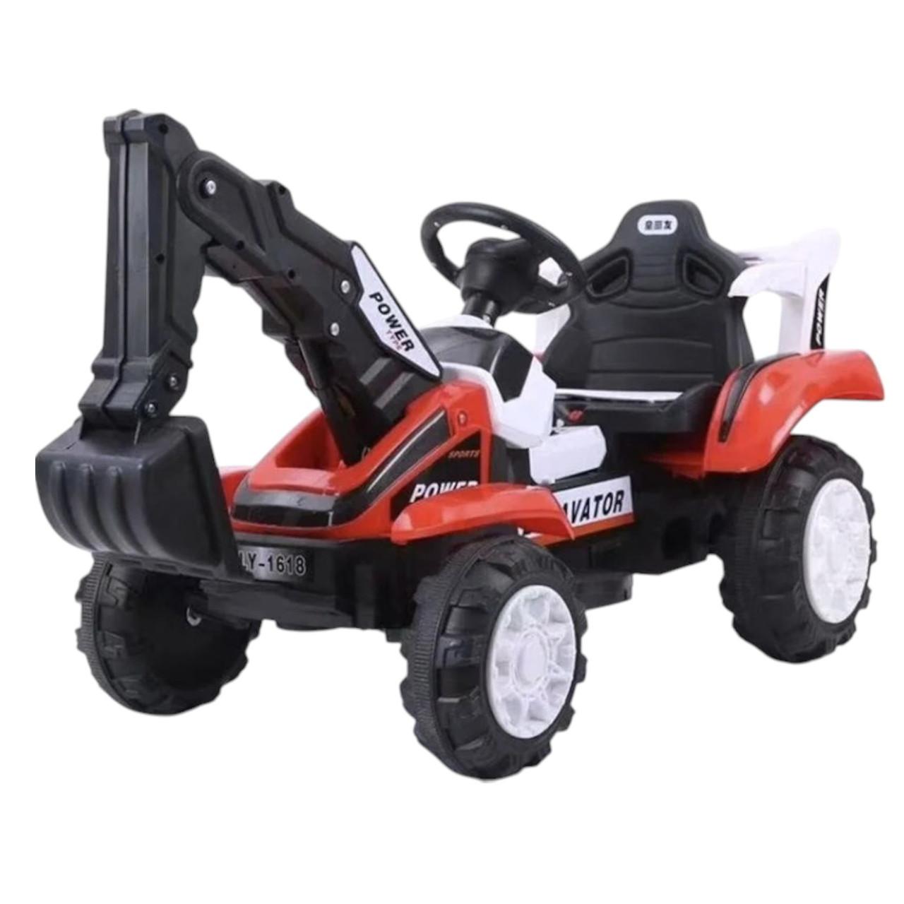Електромобіль трактор-екскаватор із ковшем JOY (рукав 25 W, акумулятор 6 V, у коробці) Т-29571 Червоний