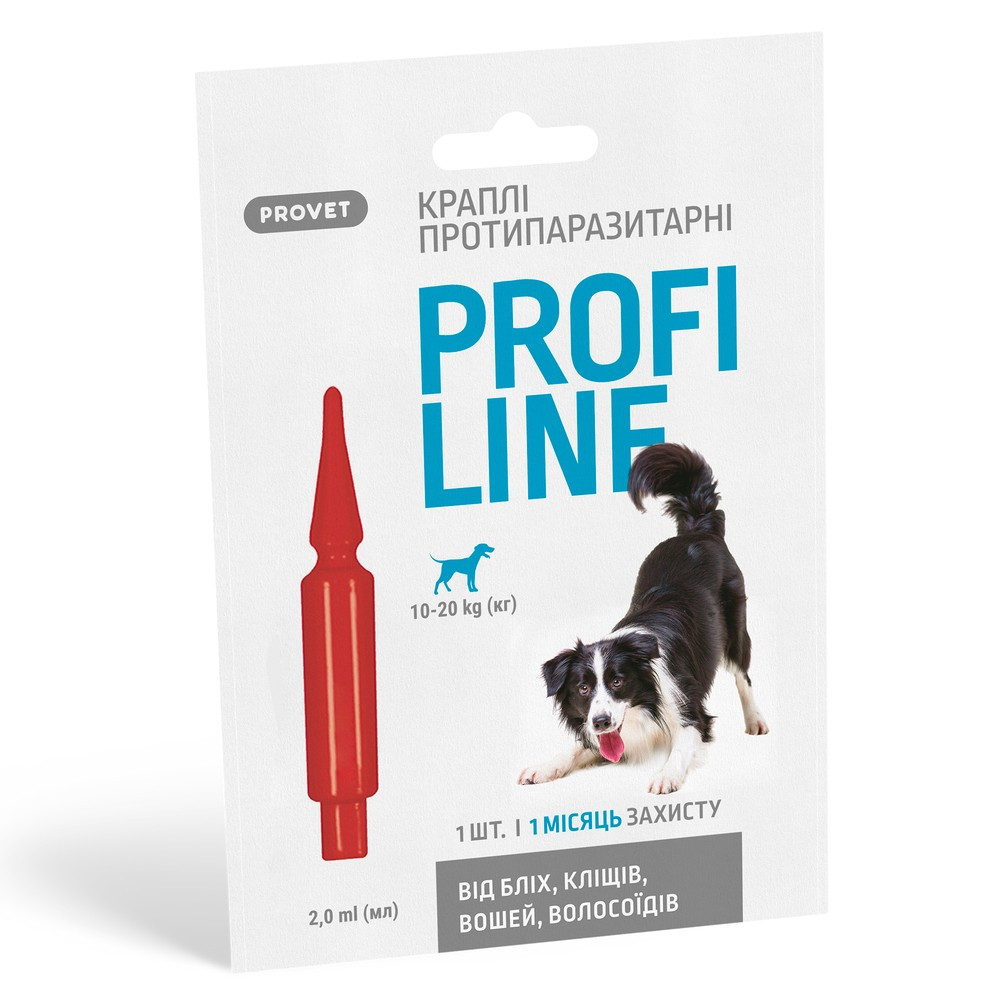 Краплі від бліх та кліщів на холку для собак вагою 10-20 кг Provet Profiline 1 шт/уп