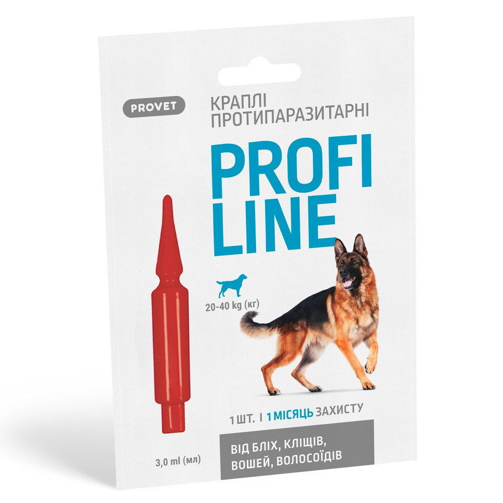 Краплі від бліх та кліщів на холку для собак вагою 20-40 кг Provet Profiline 1 шт/уп