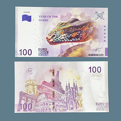 Сувенірна банкнота 100 Euro євро 2025г. Китай рік Змії