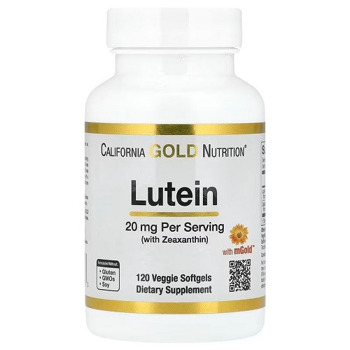 Лютеїн вітаміни California Gold Nutrition Lutein 20 mg (120 капсул.), фото 1