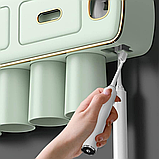 Настінний тримач-дозатор для зубної пасти та щіток Toothbrush Holder з 3 стаканами TO-11, фото 5