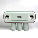 Настінний тримач-дозатор для зубної пасти та щіток Toothbrush Holder з 3 стаканами TO-11, фото 7