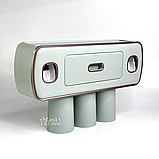 Настінний тримач-дозатор для зубної пасти та щіток Toothbrush Holder з 3 стаканами TO-11, фото 3