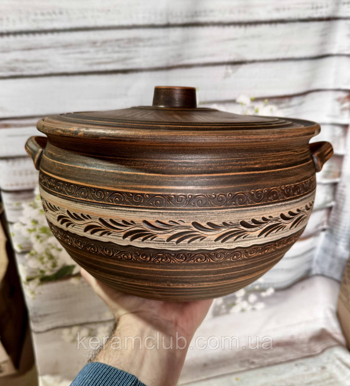 Товстостінний глиняний казан 7 л, фото 1