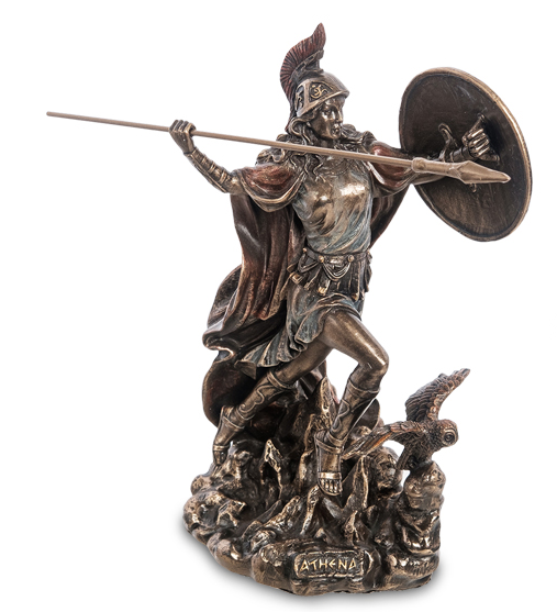 Колекційна статуетка "Афіна з списом та щитом" бронзового кольору від італійського бренду Veronese 19 см, фото 1