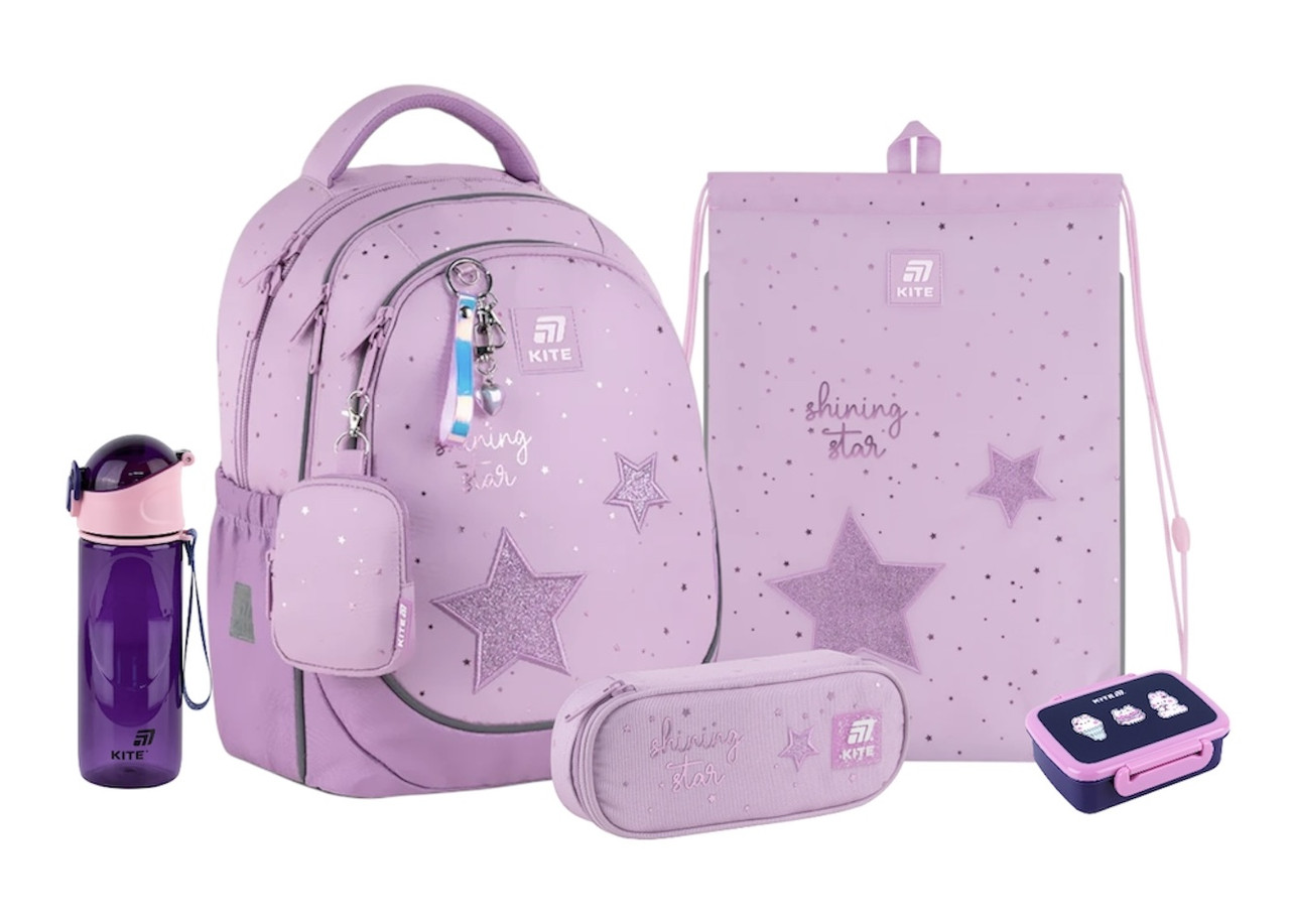 Шкільний набір Kite Education Shining Star (рюкзак, пенал, сумка, ланчбокс, пляшка) 130-145 см