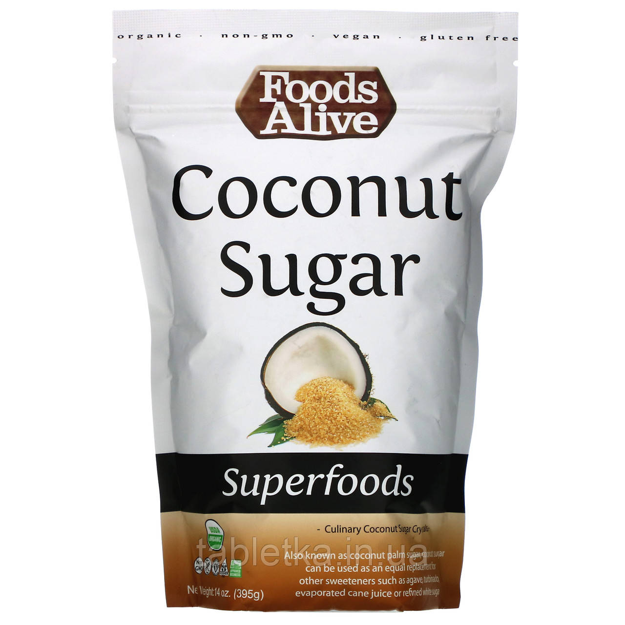 Foods Alive, суперфуд, органічний кокосовий цукор, 395 г (14 унций)