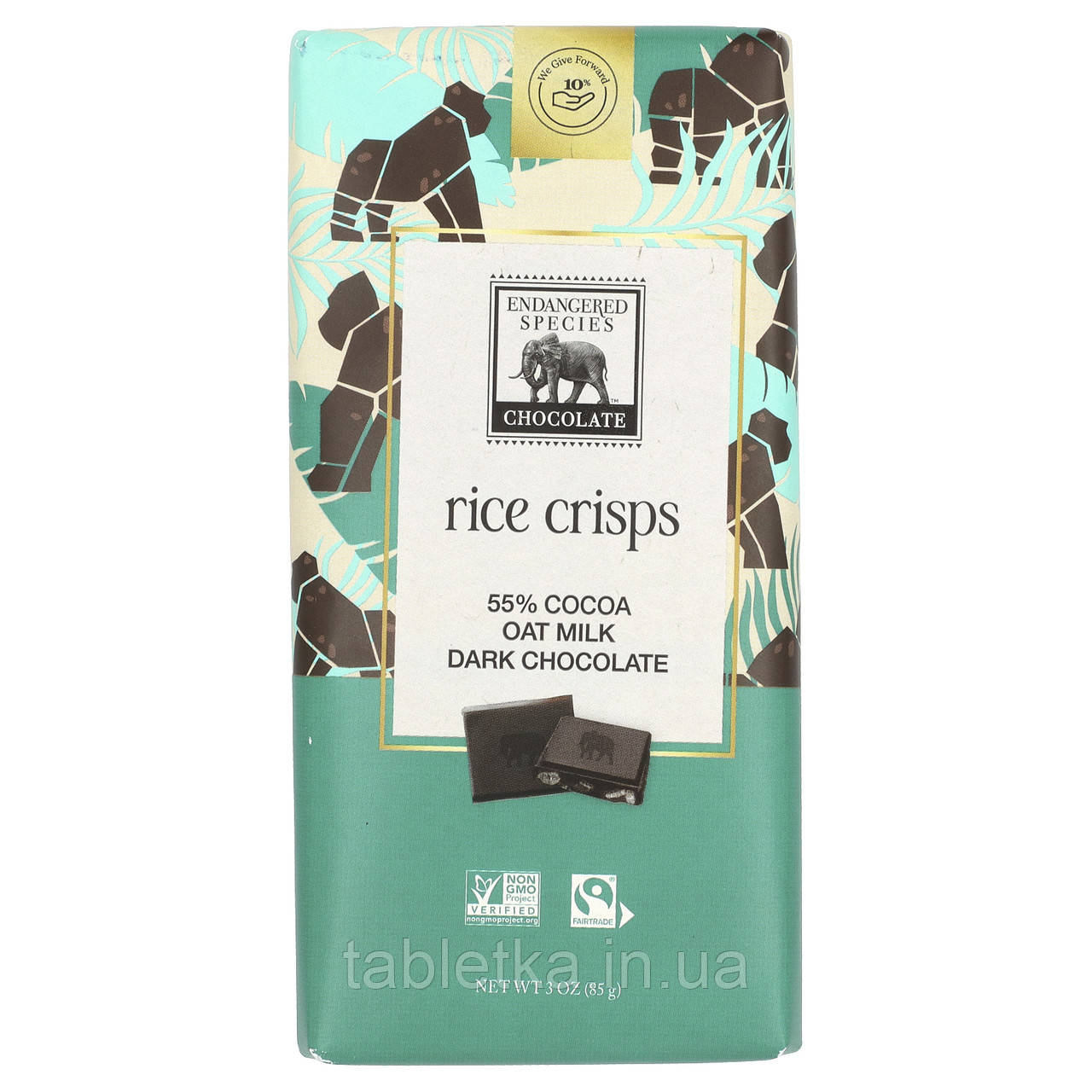 Endangered Species Chocolate, Вівсяне молоко, рисові чипси + темний шоколад, 55% какао, 3 унції (85 г)