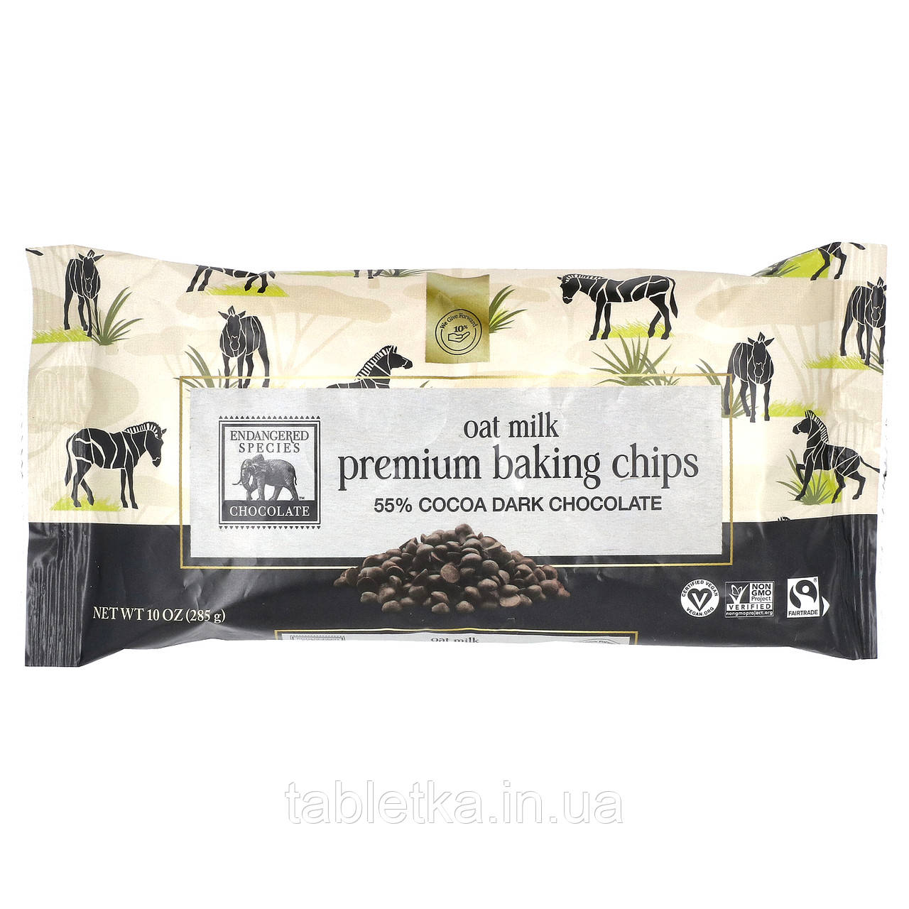 Endangered Species Chocolate, Чипси для випікання преміальної якості, вівсяне молоко + темний шоколад, 55%