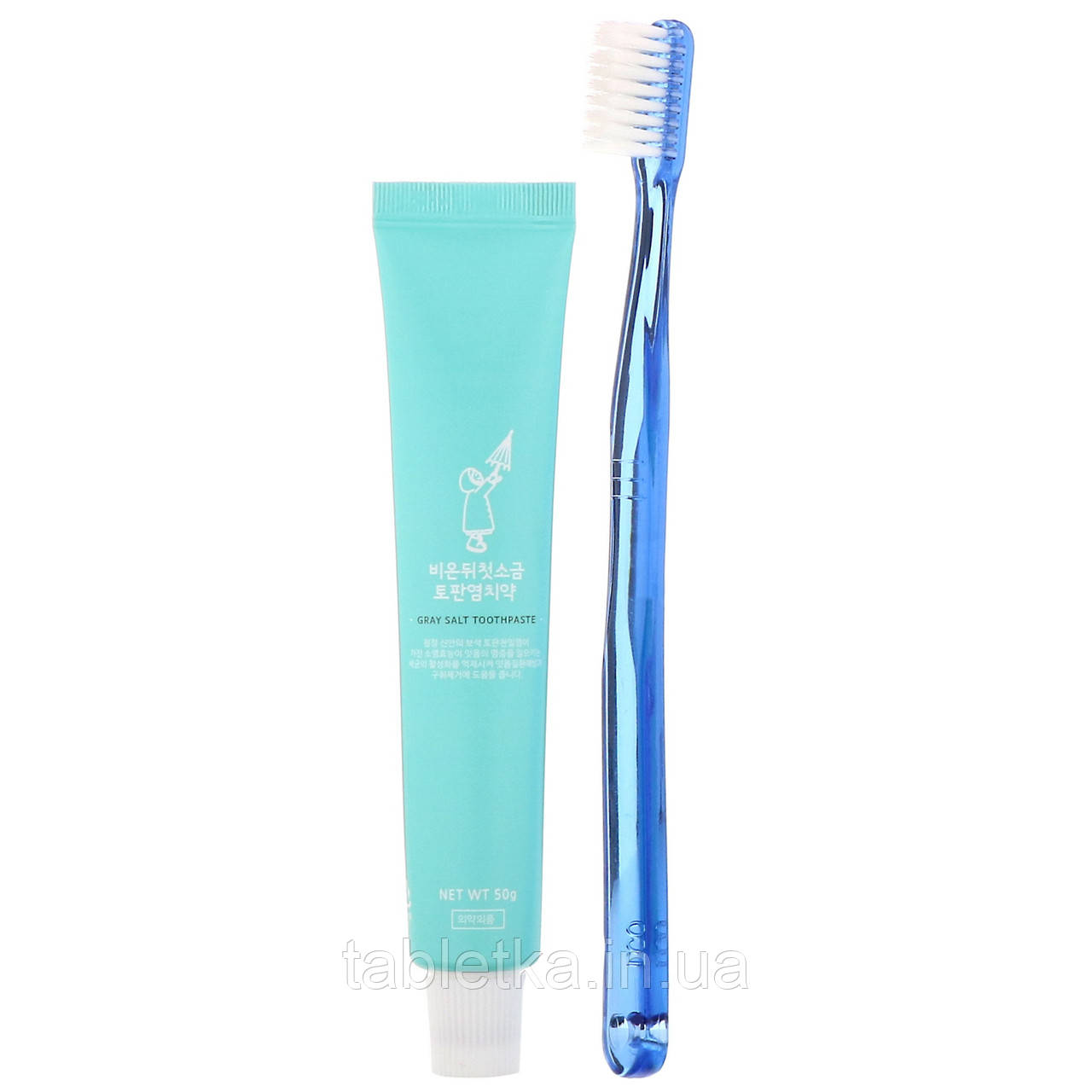 First Salt After Rain, Grey Salt Toothbrush & Toothpaste Set, Dark Blue, 1 Kit (Discontinued Item)
