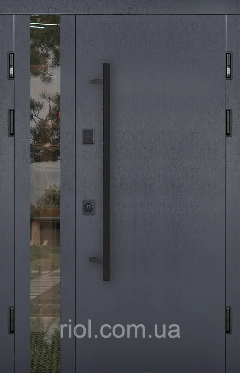 Полуторні вхідні двері з терморозривом Desire Glass Termix Антрацит, фото 1