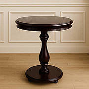 Столик КАВОВИЙ круглий на одній ніжці з масиву дерева РКБ-Меблі, колір на вибір