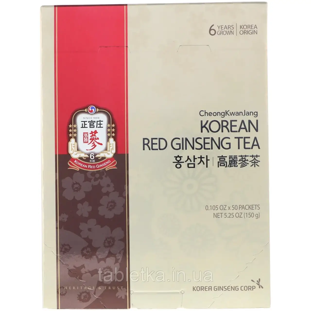 Cheong Kwan Jang, чай із корейського червоного женьшеню, 50 пакетиків, 3 г (0,105 унції) кожен