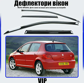 Дефлектори вікон, вітровики Peugeot 307 (5 дверей) хетчбек 2002-2008 (скотч) VIP