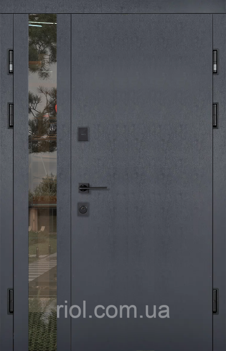 Полуторні вхідні двері з терморозривом Desire Glass Termix Антрацит, фото 1