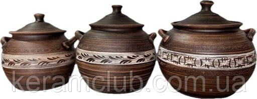 Набір глиняних супників, казанів 3,5,7 л