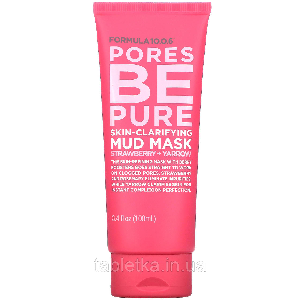 Formula 10.0.6, Pores Be Pure, Skin-Clarifying Mud Mask, Strawberry + Yarrow, 3.4 fl oz (100 ml)