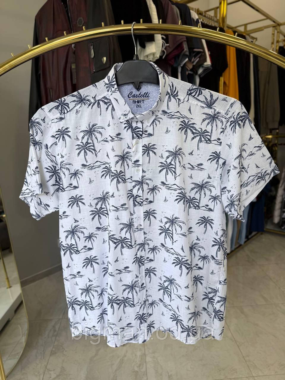 Чоловіча лляна сорочка Castelli 5454 (батал) 2-6XL біла