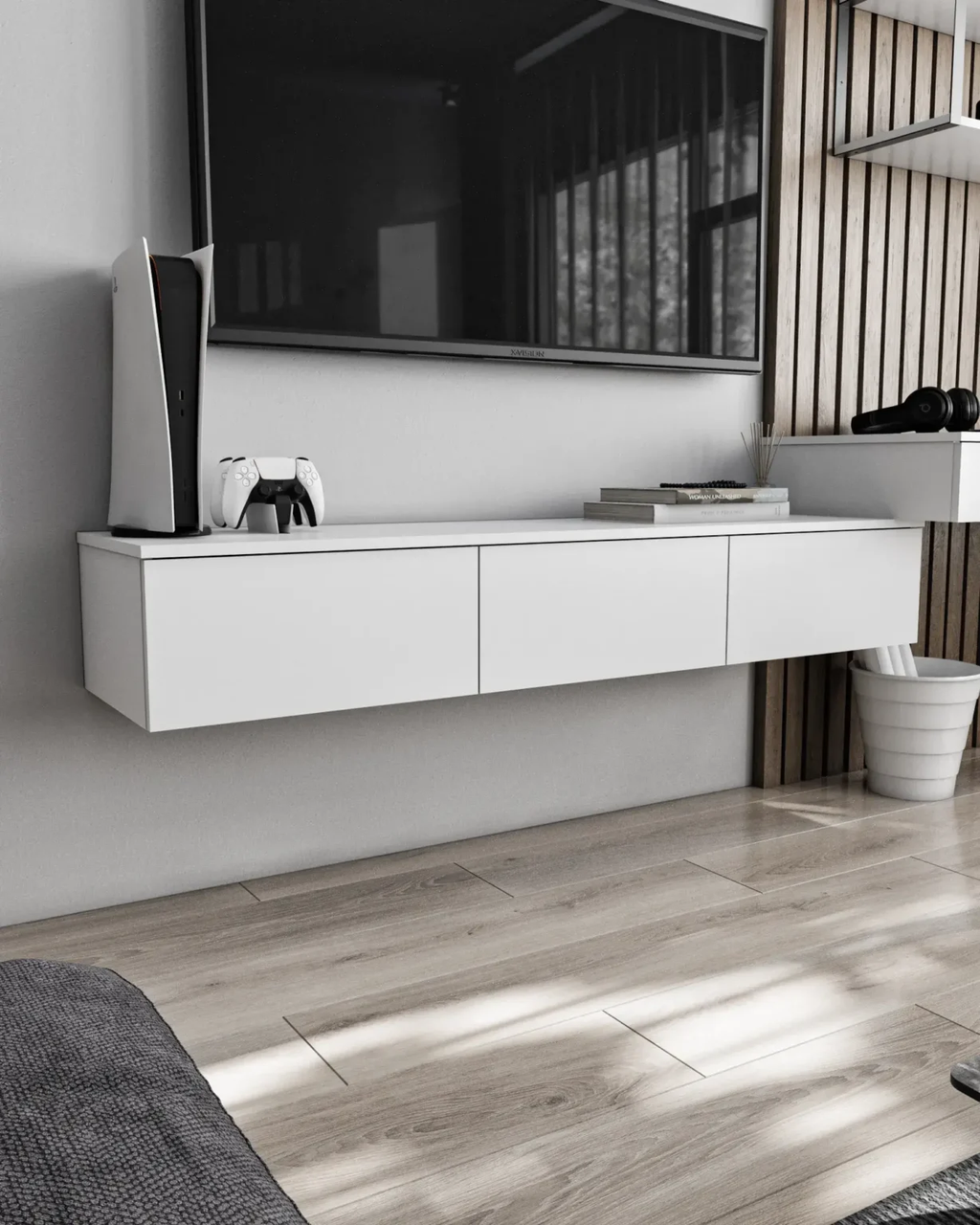 Навісна тумба під ТВ Moreli T221 Білий 150х40х24,2 см