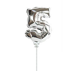 Фольгована Самонадувна Куля Цифра 5 (срібна)