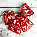 Бант різдвяний зі сніжинками червоний 1шт 9239, фото 3
