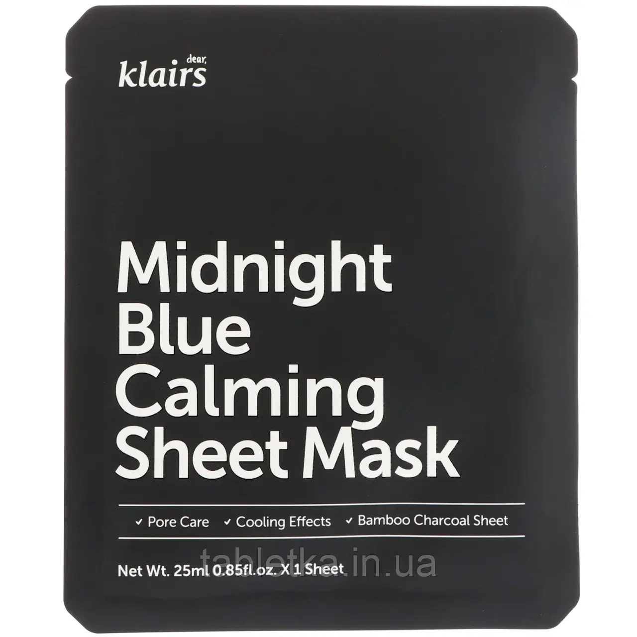 Dear, Klairs, Midnight Blue, заспокійлива тканинна маска, 1 шт., 25 мл (0,85 рідк. унції)