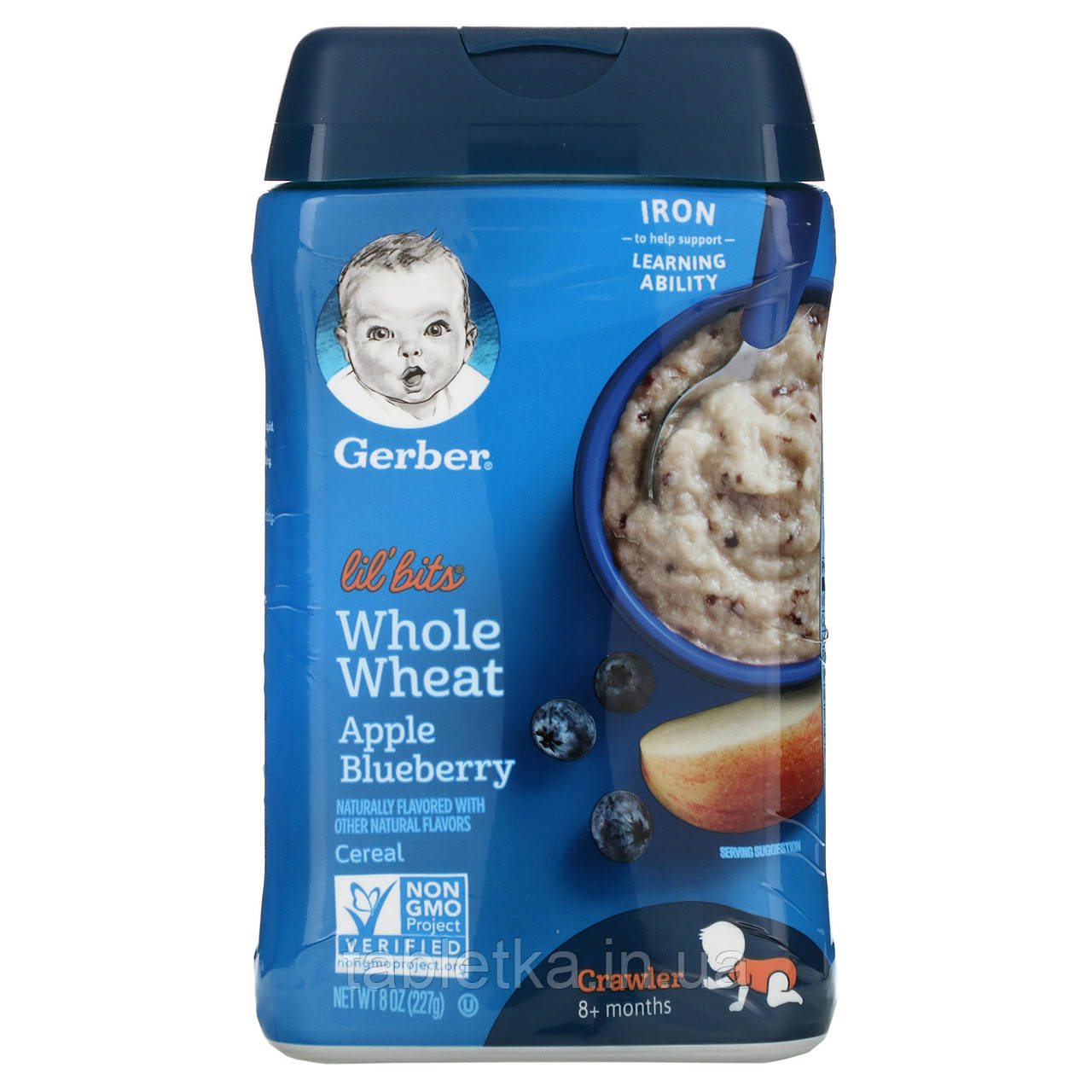 Gerber, Lil 'Bits, цілозернові пластівці, для малюків від 8 місяців, яблуко та чорниця, 227 г (8 унций)