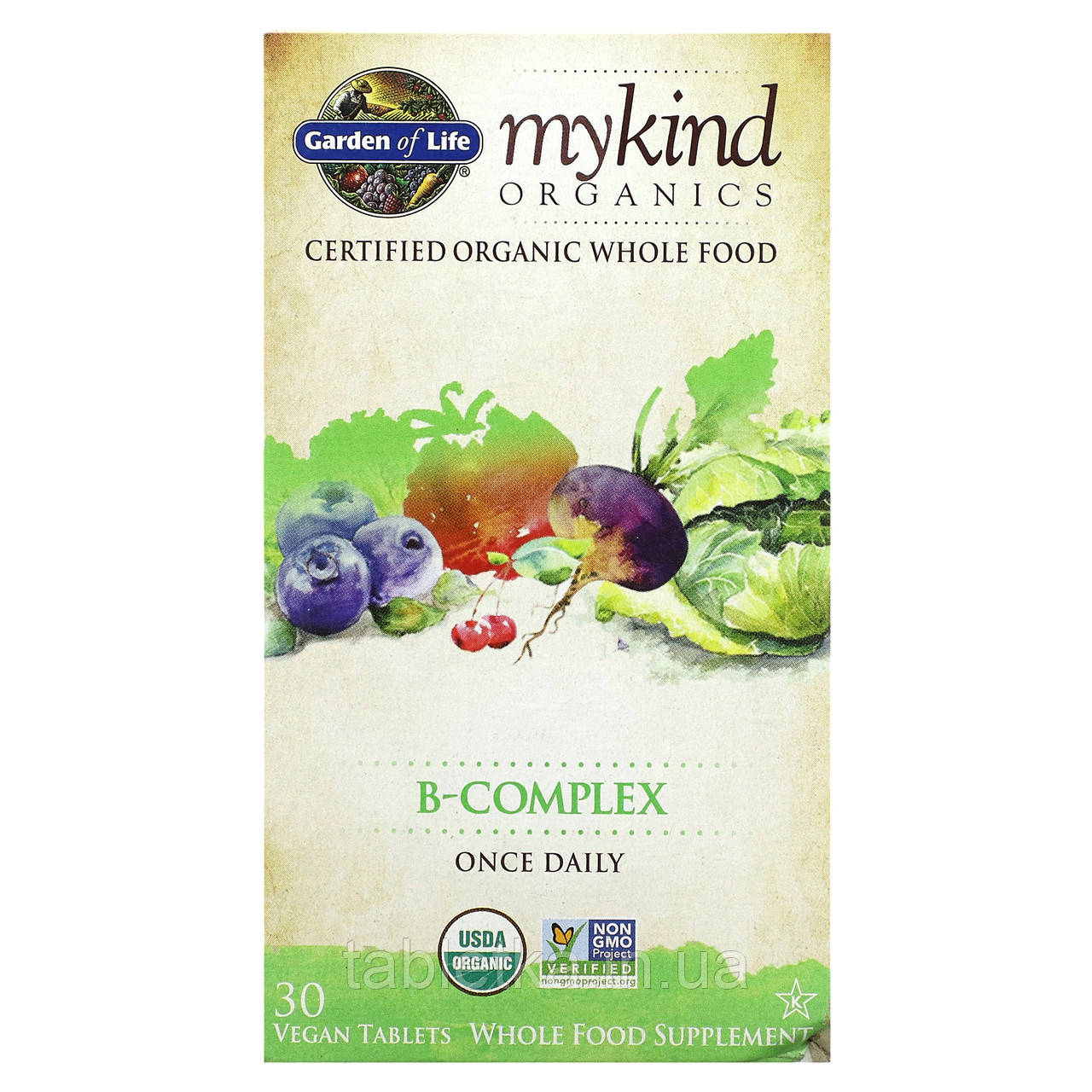 Garden of Life, MyKind Organics, комплекс вітамінів групи B, 30 таблеток рослинного походження