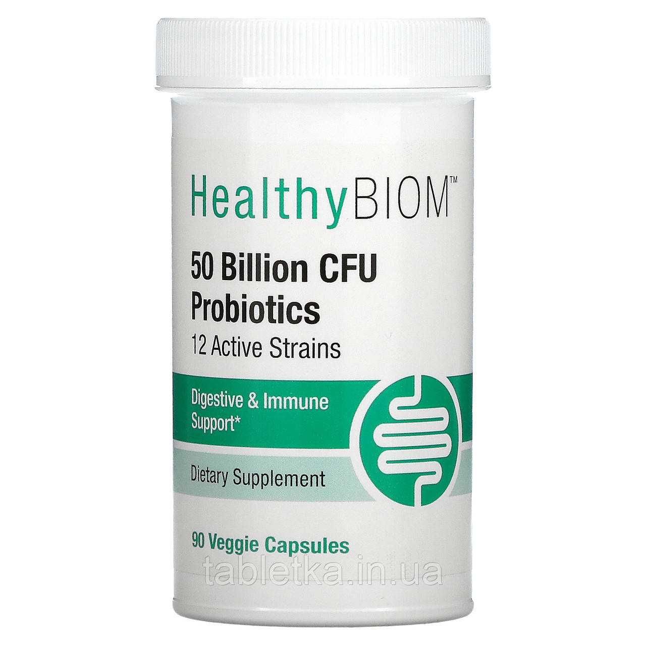 HealthyBiom, пробіотики, 50 млрд КУО, 90 вегетаріанських капсул