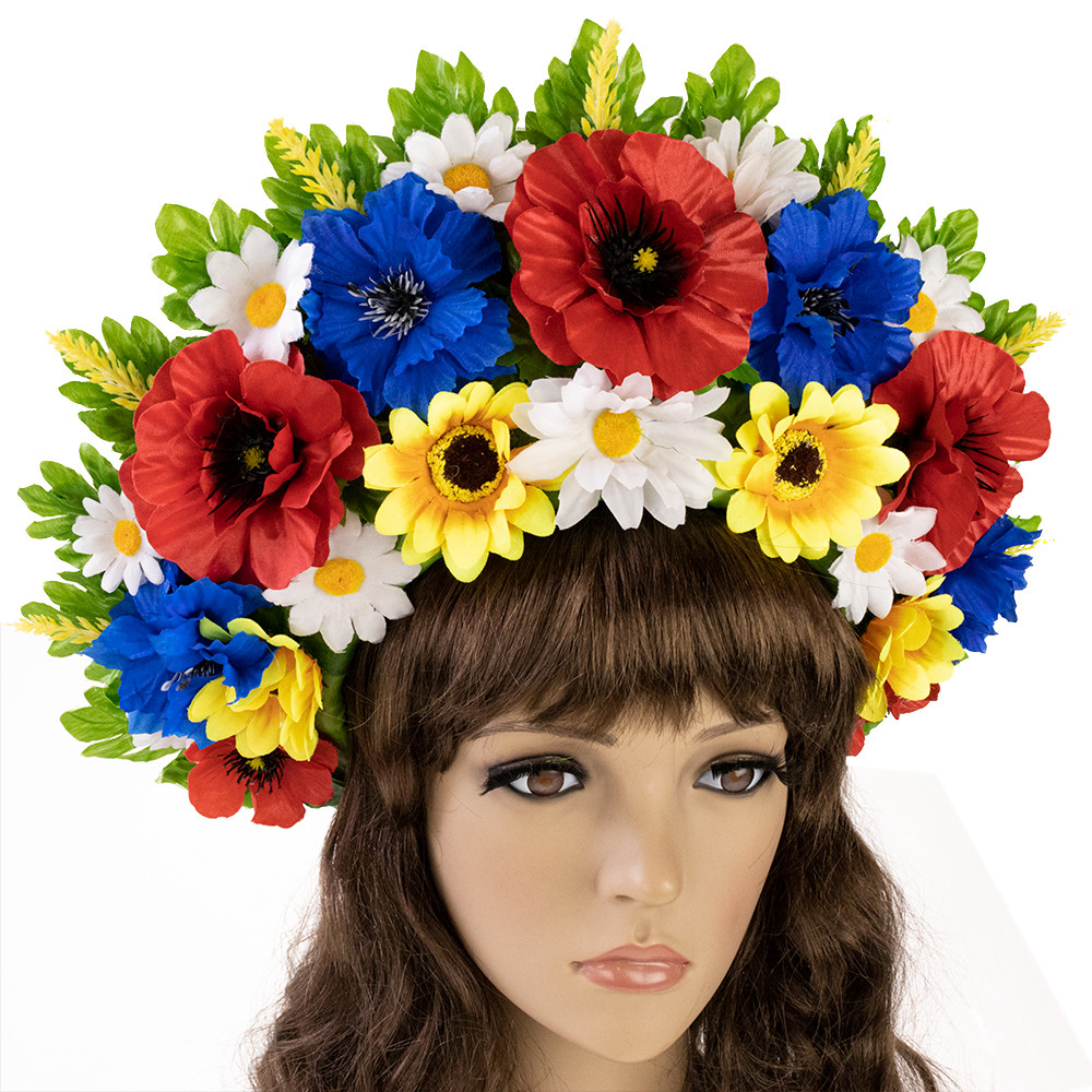 Український вінок високий на голову Мар'яна (р. 56-60) 9344, фото 1