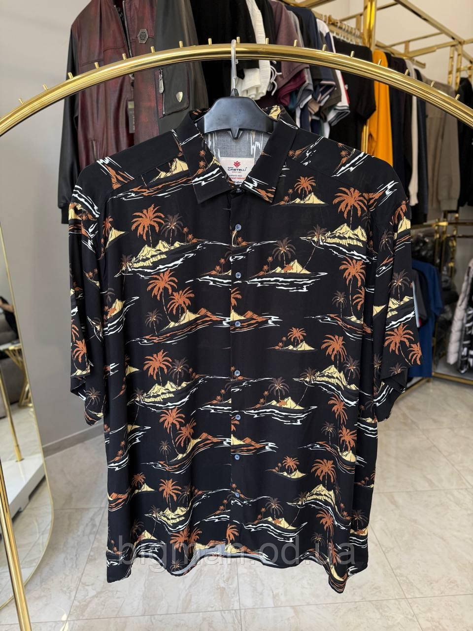 Чоловіча сорочка гавайка Castelli 1031 (батал) 7-10XL чорна