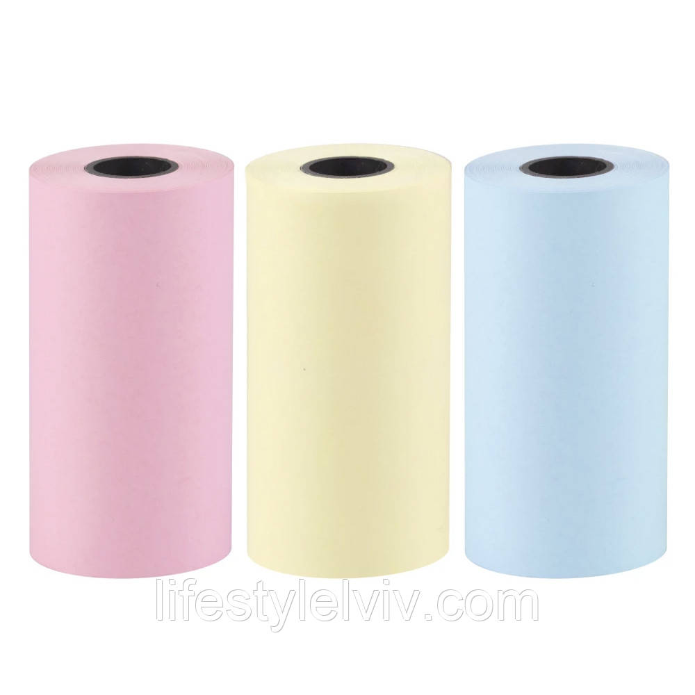 3 шт Кольоровий термопапір для міні принтера 57х25мм / Набір кольорового паперу для термопринтера, фото 1