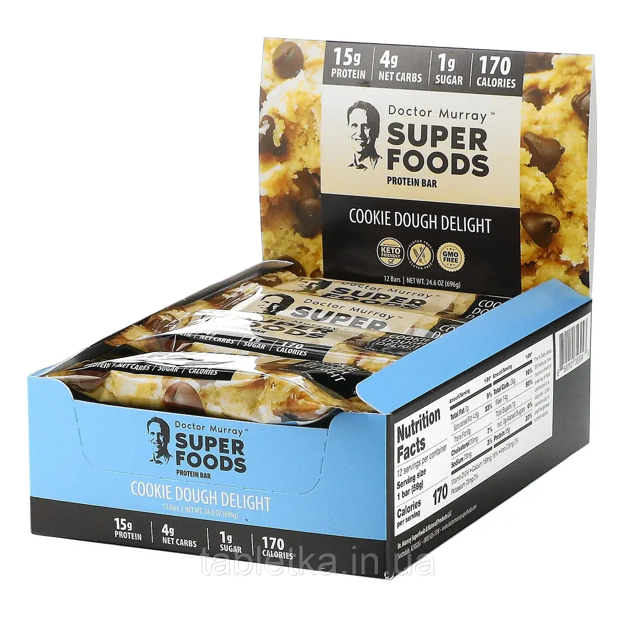 Dr. Murray's, Superfoods Protein Bars, Cookie Dough Delight, 12 Bars, 2.05 oz (58 g) Each (Discontinued Item)