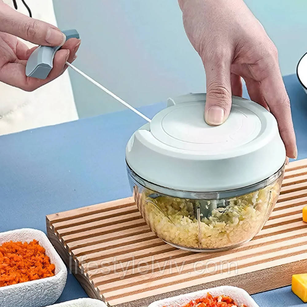 Ручний міні подрібнювач 500мл, MINI CHOPPER, Блакитний / Кухонний чоппер / Багатофункціональний міні блендер, фото 1