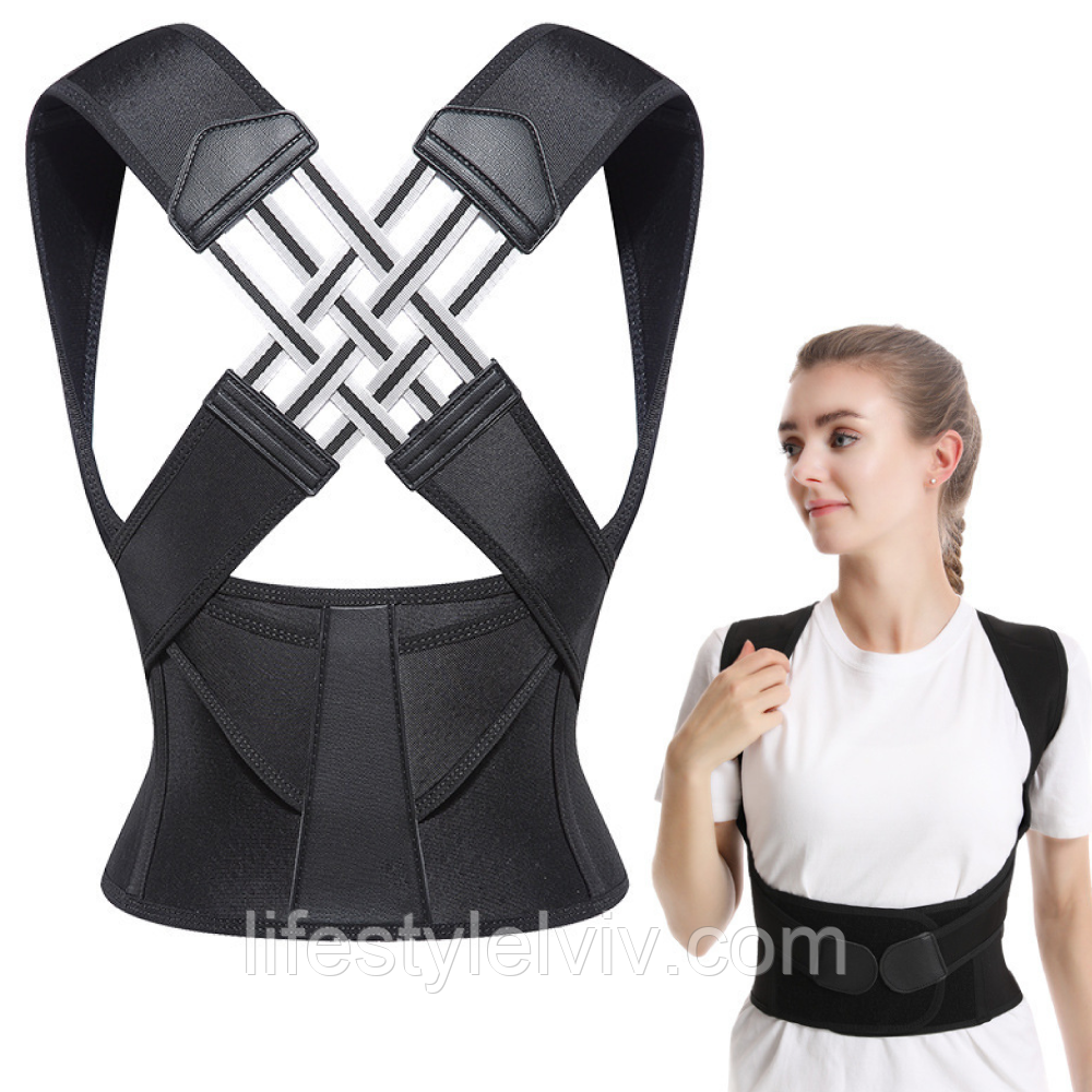 Регульований коректор постави (M-XXL), Універсальний розмір / Грудопоперековий корсет для корекції постави, фото 1
