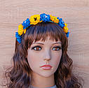 Український віночок квітковий на обідку 12200 з тичинками (синій з жовтим), фото 3