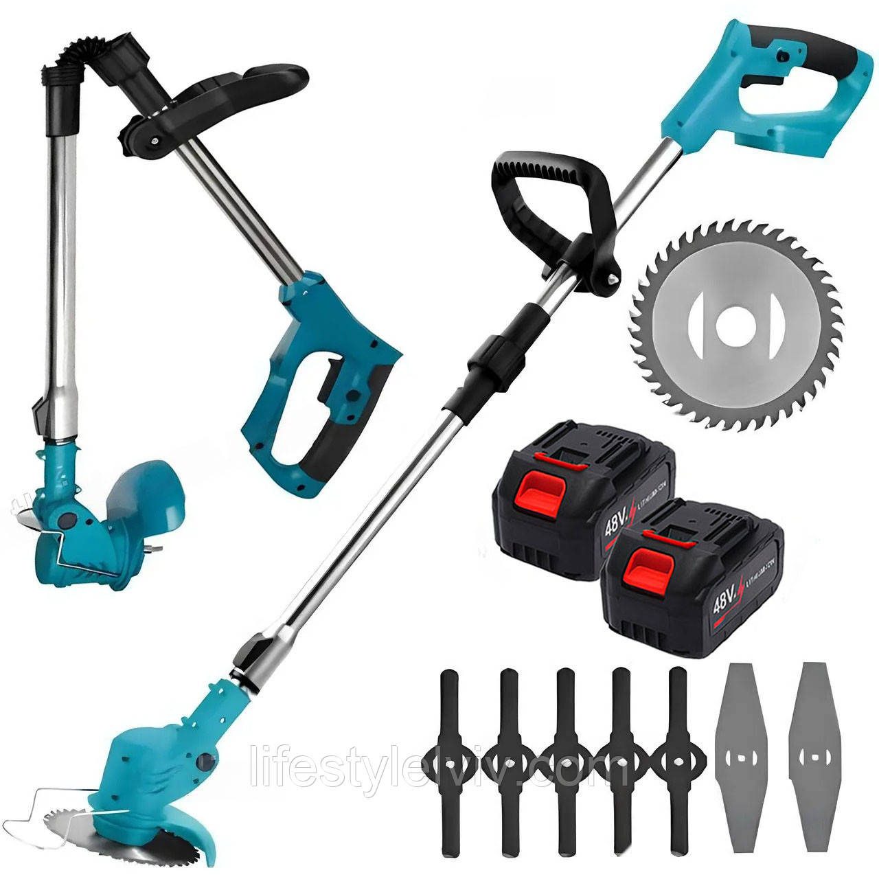 Акумуляторна газонокосарка + 2 АКБ 48V, Lawn mower / Тример для трави / Акумуляторний тример / Електротример, фото 1