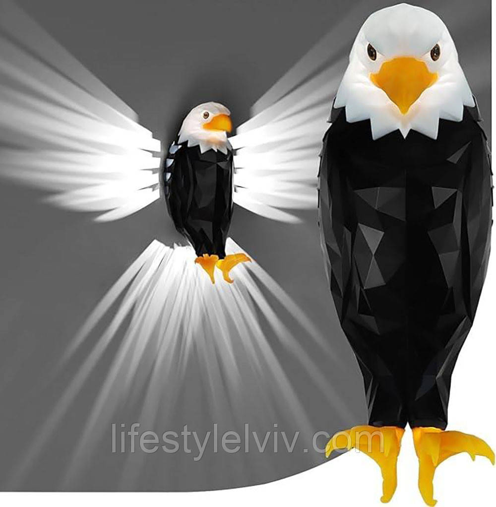 3D світильник настінний Орел від батарейок, 22,5х12х9см / Світлодіодний світильник орел / Нічник настінний, фото 1