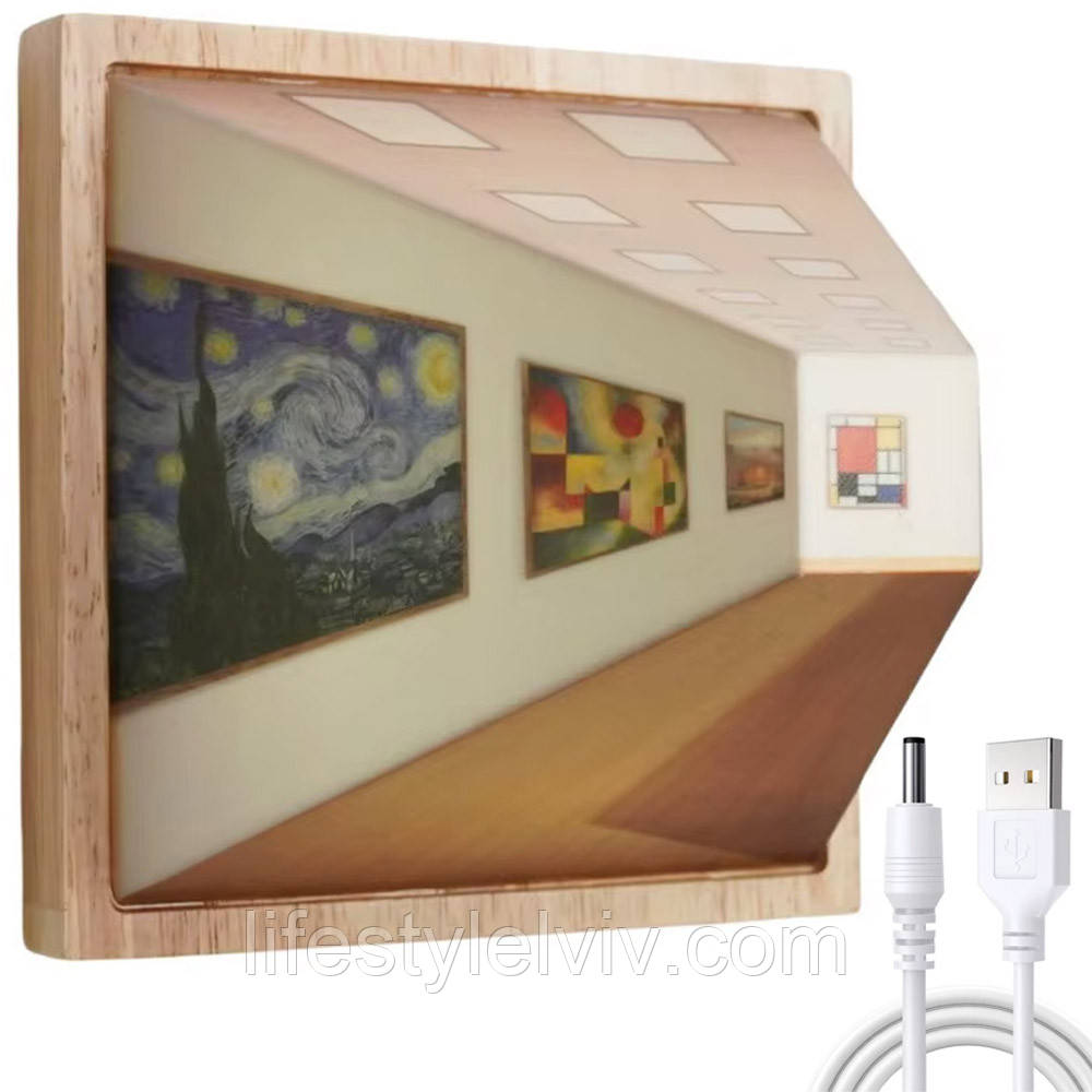 3D картина з підсвіткою, від USB, 11,5х11,5см / Картина з ефектом оптичної ілюзії / Нічник картина, фото 1