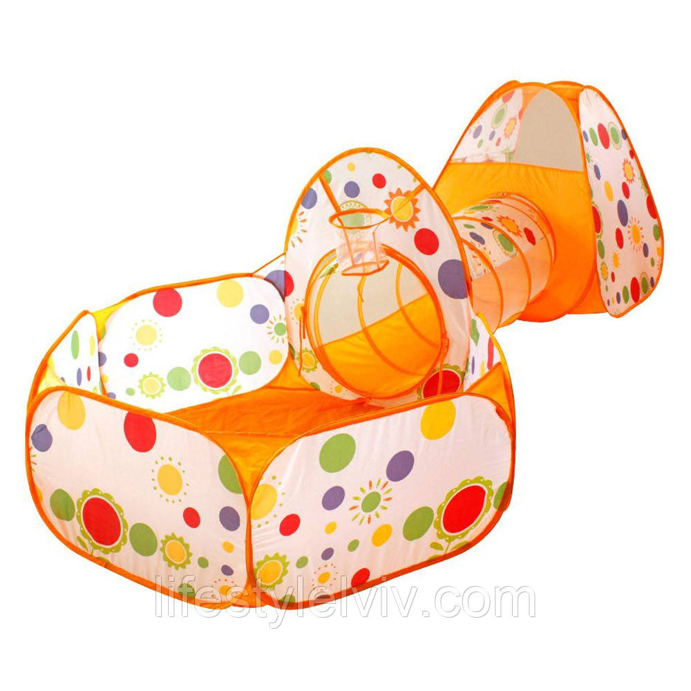 Дитячий намет з тунелем і місцем під кульки, 270х120х90см / Великий намет ігровий / Намет для дітей, фото 1