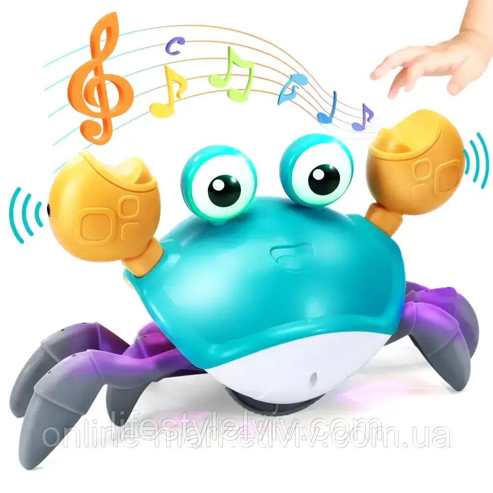 Дитяча інтерактивна іграшка Танцюючий краб, від батарейок / Музична іграшка краб / Іграшка для дітей, фото 1